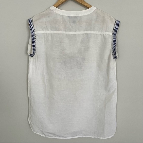 J. Crew Sunburst Embroidered Boho Linen Sleeveless Blouse, Size 2 - Picture 6 of 15